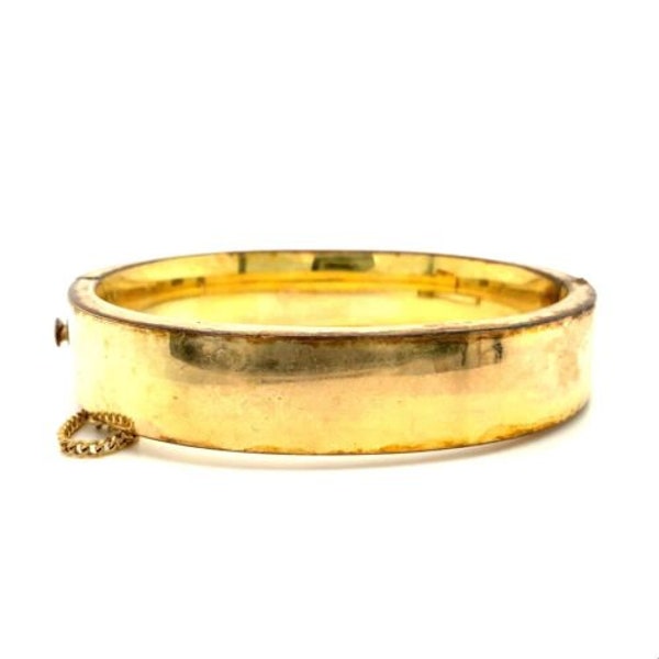 Vintage Signed 12k Gold Filled B.A. Ballou Plain Polish Hinged Bangle Bracelet 7