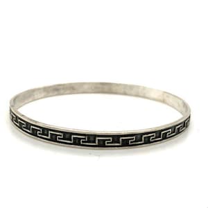 Vintage Signed 800 Poland RVT Handmade Silver Pattern Design Bangle Bracelet 8