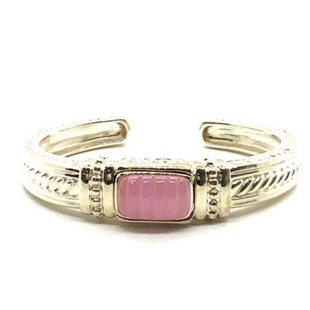 Vtg Signed Judith Ripka Sterling Carved Rose Quartz Stone Cuff Bracelet ...