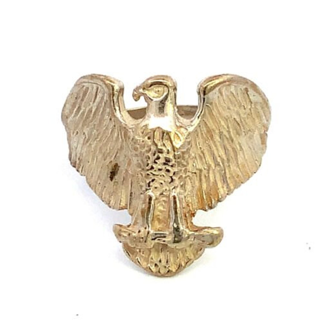 Vintage Signed Sterling Silver Carved Eagle Bird Statement Mens Ring ...