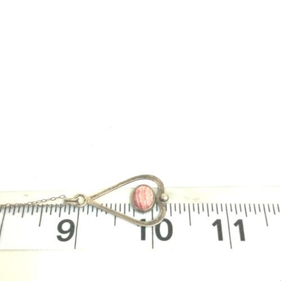 Vintage Sterling Inverted Heart Rhodochrosite Pen… - image 7