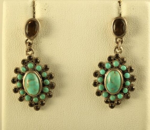 Vtg Thai Barse Sterling Silver Large Turquoise Cl… - image 1