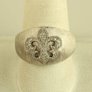 Vintage JWBR Jane Seymour 925 Sterling Silver Diamond Fleur de Lis Ring