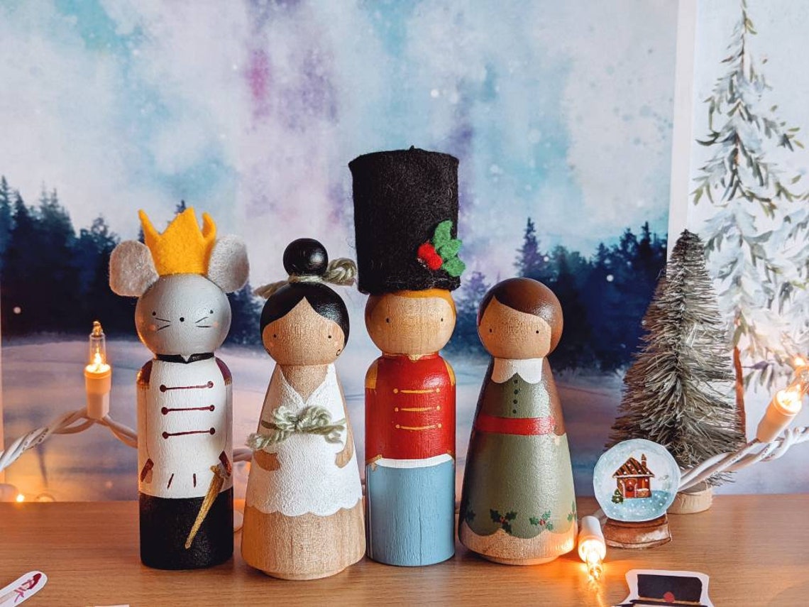 Nutcracker Peg Doll Set Etsy