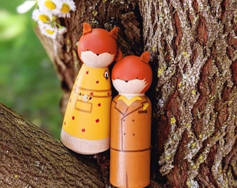 Fantastic Mr. Fox * Mr. and Mrs. Fox * Wes Anderson peg dolls