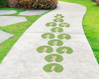 Lilly Pad Hopscotch Sensory Path • Set of 12 School Sidewalk Stickers • Playground Removable Peel and Stick Floor Decals