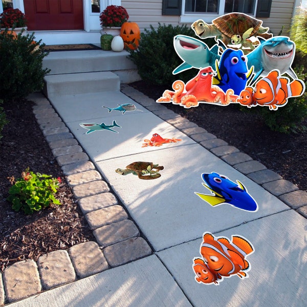 Finding Nemo Textured Peel and Stick Floor Decals • Set of 6 • Birthday Decorations • Removable Vinyl Decals • Bounce House Decals