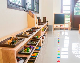 Classroom Line Up Spots • 3&quot; Peel and Stick Floor Decals • 30 Rainbow Circles • Removable Place Markers