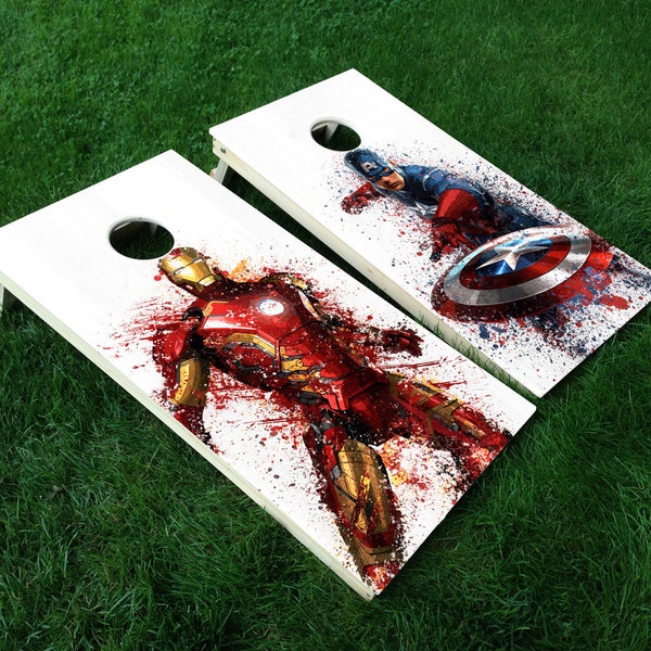 Avengers Cornhole Wraps: Set of 2, Mix and Match • Comes with Squeegee & Edge Seal Tape • FREE Shipping