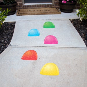 Gum Drop Peel and Stick Floor Decals • Set of 5 • Birthday Decorations • Removable Sidewalk Vinyl Stickers