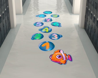 Bubble Number Sensory Path • Set of 11 School Sidewalk Stickers • Playground Removable Peel and Stick Floor Decals