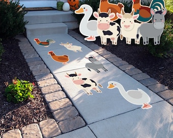 Barnyard Animal Textured Floor Decals • Social Distancing Markers • Farm Animal Decals • Party Decorations • Playroom Decals