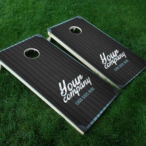 Company Cornhole Decals • Set of 2 - Business Cornhole Wraps • Comes with Squeegee & Edge Seal Tape • FREE Shipping