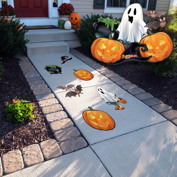 Halloween Textured Floor Decals Set Of 7 Sidewalk Vinyl Etsy