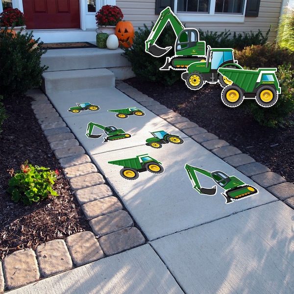 Tractor Peel and Stick Floor Decals• Set of 6 • Social Distancing Markers • Birthday Decorations • Removable Sidewalk Vinyl Decals