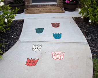 Transformer Peel and Stick Floor Decals • Set of 6 • 9" Wide Birthday Decorations • Removable Sidewalk Vinyl Stickers