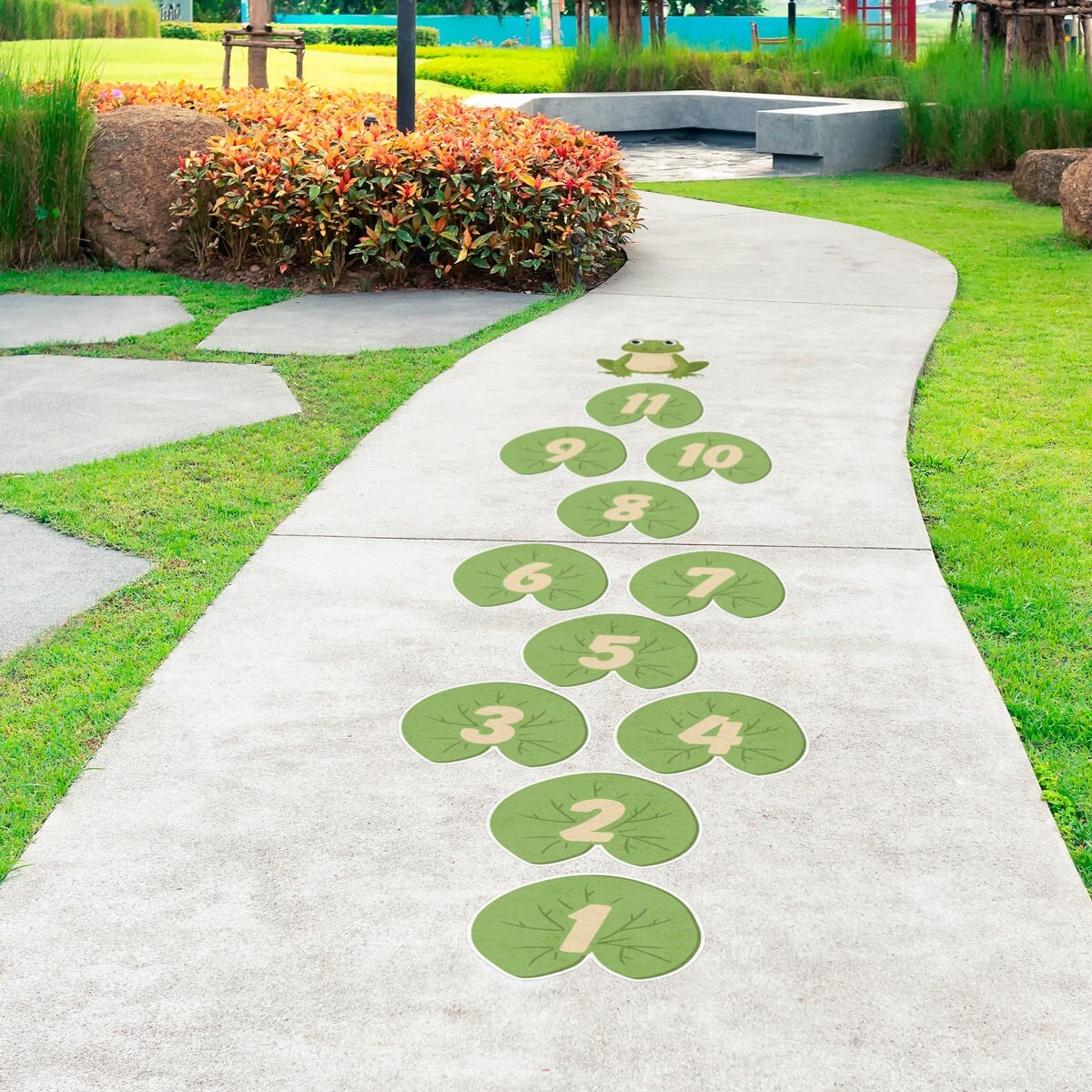 Sticker Path Lilly Pad Hopscotch Sensory Path • Set of 12 School Sidewalk Stickers ...