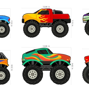 Monster Truck Textured Peel and Stick Floor Decals • Set of 6 • Birthday Decorations • Removable Sidewalk Vinyl Decals image 2