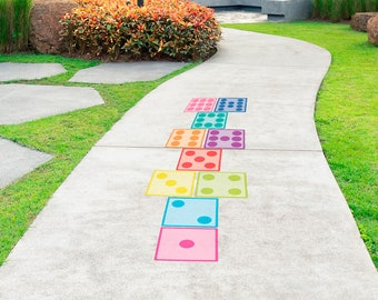 Rainbow Dice Hopscotch Sensory Path • Set of 10 School Stickers • Removable Peel and Stick Floor Decals