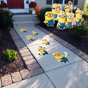 Minions Textured Peel and Stick Floor 12" Decals • Set of 6 • Birthday Decorations • Removable Sidewalk Vinyl Decals • Bounce House Decals