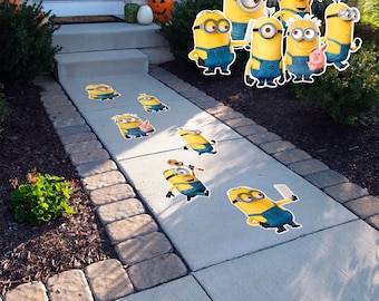 Minions Textured Peel and Stick Floor 12" Decals • Set of 6 • Birthday Decorations • Removable Sidewalk Vinyl Decals • Bounce House Decals