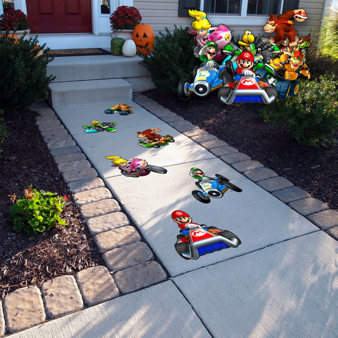 Mario Kart Peel and Stick Floor Decals • Set of 6 • Birthday Decorations • Removable Sidewalk Vinyl Decals • Bounce House Decals - Etsy UK