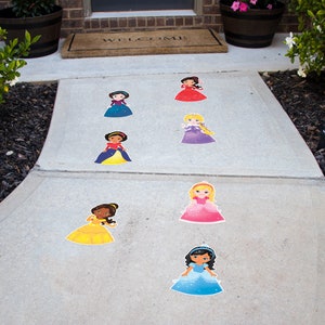 Princess Peel and Stick Floor Decals • Set of 7 • 12&quot; Magical Princess Birthday Decorations