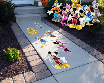 Mickey Mouse Textured Peel and Stick Floor Decals • Social Distancing Markers • Birthday Decorations •  Removable Sidewalk Vinyl Decals