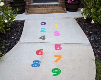 Number Peel and Stick Floor Decals • Set of 10 • Birthday Party Decor • Removable Sidewalk Vinyl Stickers • Bounce House Decals