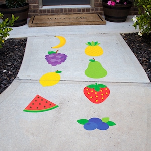 Twotti Frutti Textured Peel and Stick Floor Decals • Set of 8 • Birthday Decorations • Removable Sidewalk Vinyl Stickers