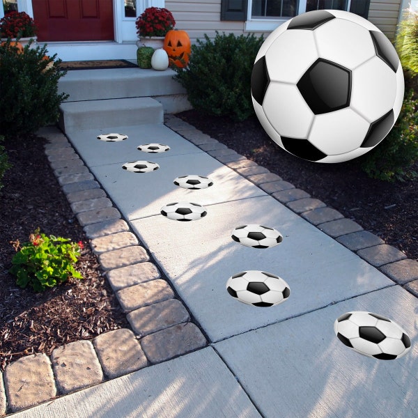 Soccer Party Floor Decals • 9" Soccer Ball Decals • Social Distancing Markers • Removable Sidewalk Vinyl Decals • Bounce House Decals