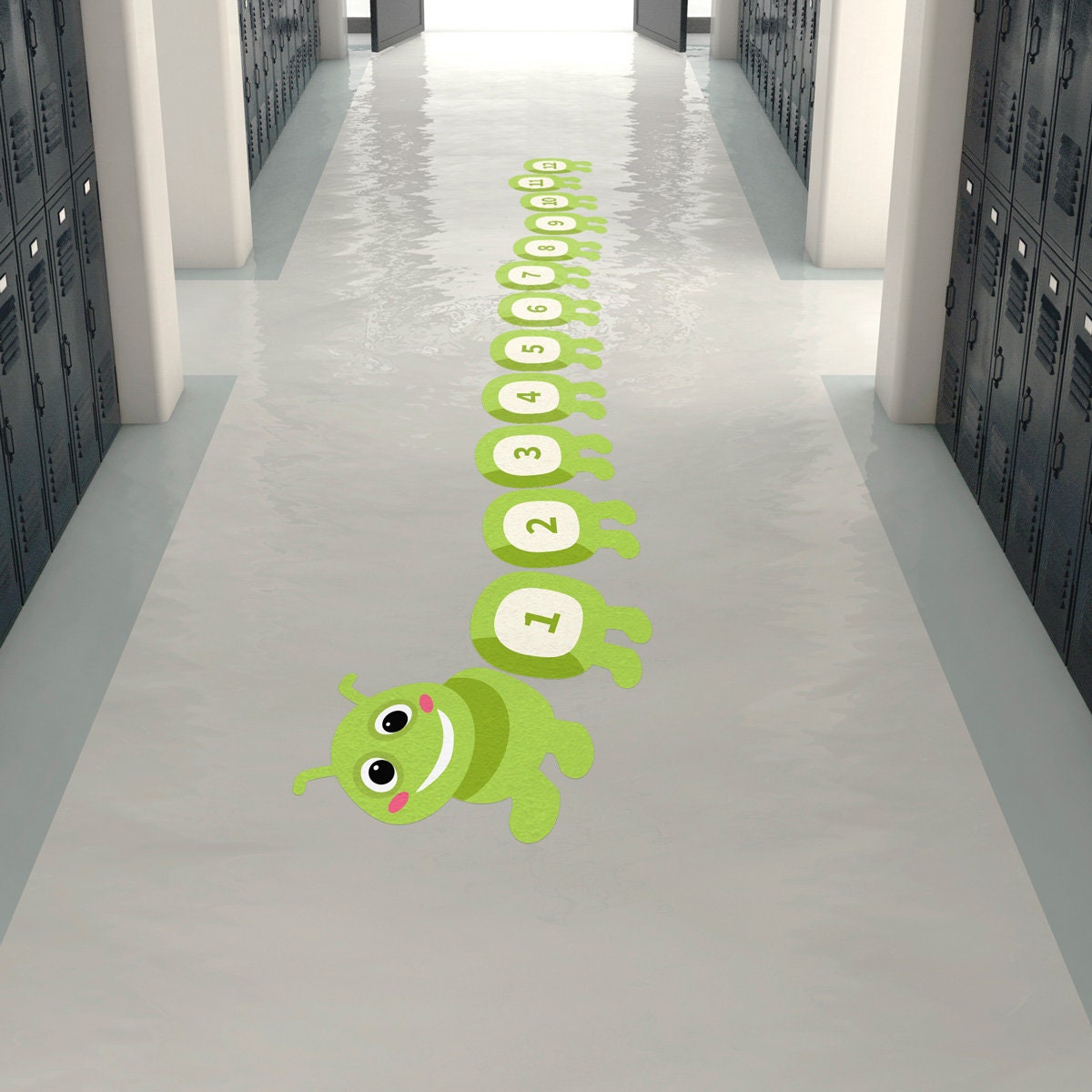 Caterpillar Sensory Path • Set of 13 School Sidewalk Stickers • Playground Removable Peel and Stick Floor Decals