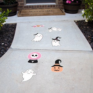 Halloween Peel and Stick Floor Decals • Set of 7 Removable Spooky Sidewalk Vinyl Decals • Boo Birthday Stickers