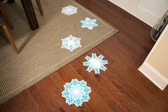 Frozen Party Textured Peel and Stick Floor Decals Snowflake Sidewalk Decals  Removable Frozen Party Vinyl Stickers Bounce House Decals 