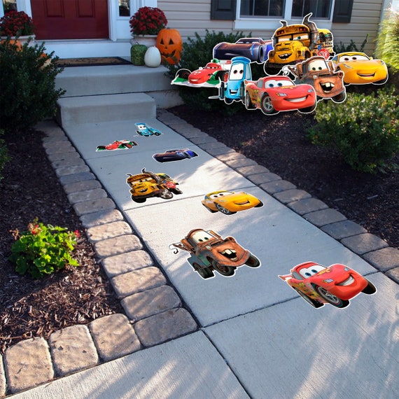 CARS Textured Peel and Stick Floor Decals • Set of • Social Distancing  Markers • Birthday Decorations • Removable Sidewalk Vinyl Decals