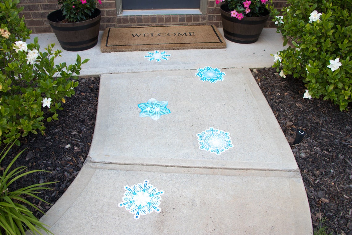 Frozen Party Textured Floor Decals Snowflake Sidewalk Decals Etsy
