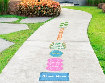 Kids Obstacle Course Sensory Path • Indoor/Outdoor Activity • Removable Peel and Stick Floor Decals