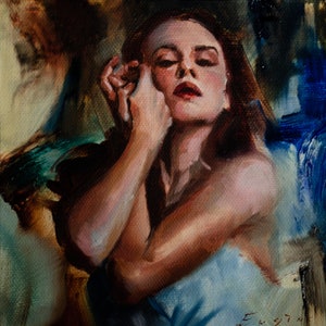 Portrait Woman Painting and Abstract, Sensual art with oil paint, Contemporary  art.