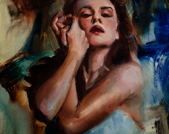 Portrait Woman Painting and Abstract, Sensual art with oil paint, Contemporary  art.