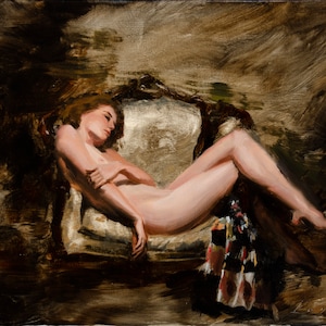 Portrait Woman Painting and Abstract, Sensual art with oil paint, Contemporary  art.