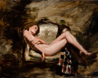 Portrait Woman Painting and Abstract, Sensual art with oil paint, Contemporary  art.