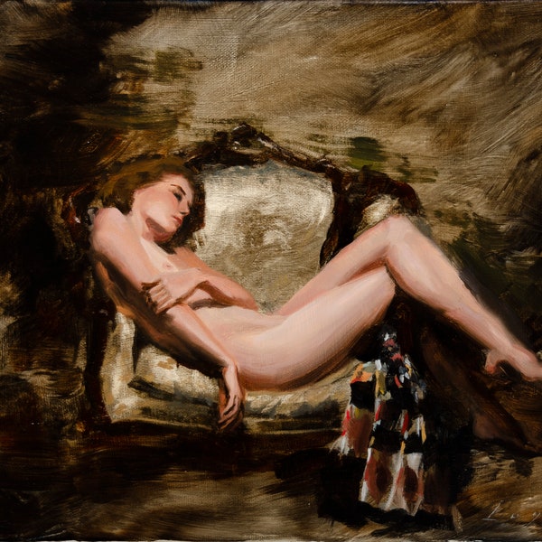 Peinture de Nu Féminin, peinture à l'huile, art contemporain.