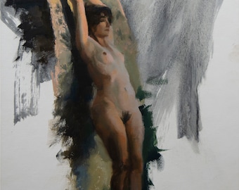 Portrait Woman Painting and Impressionnist, Sensual art with oil paint, Contemporary  art.