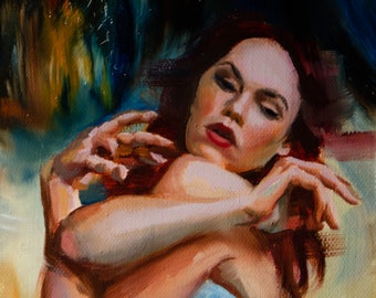Portrait Woman Painting and Abstract, Sensual art with oil paint, Contemporary  art.