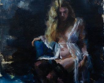 Portrait Woman Painting and Impressionnist, Sensual art with oil paint, Contemporary  art.