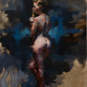 Portrait Woman Painting and Impressionnist, Sensual art with oil paint, Contemporary  art.