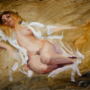 Portrait Woman Painting and Abstract, Sensual art with oil paint, Contemporary  art.