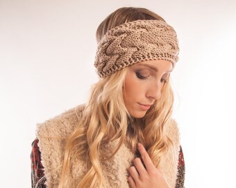 Light Blue Sparkle Head Warmer Women Ear Warmer Hand Knit Headband Chunky Headband Hand Knit Head Warmer Women Head Warmer