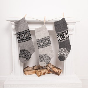 Personalized Christmas stockings, gray Christmas Stockings, Custom knit family stockings, Home xmas decor, Vintage holidays image 8
