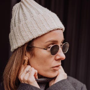 Merino wool beanie hat, soft wool hat, winter wool hat, white women beanie, stylish winter beanie, knit wool beanie